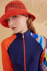 مايوه سباحة من الليكرا بتغطية نصفية باللون الأزرق الداكن M2372