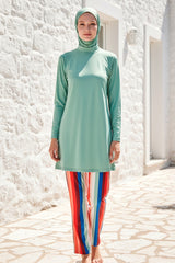 Green Printed 3 Piece Burkini Set – Full Coverage Modest Swimwear M2227