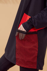 ملابس سباحة محتشمة بوركيني من الليكرا باللون الأزرق البحري M2323