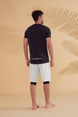 قميص سباحة رجالي من الليكرا باللون الأسود T2342