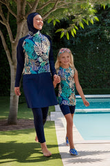 Stretchy Colorful Modest Girls' Swimsuit K2403