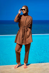 طقم بوركيني أندلس كامل التغطية مع كشكشة أمامية A2502-3