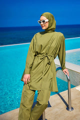 طقم بوركيني أندلس كامل التغطية مع كشكشة أمامية A2502-5