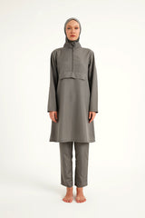 طقم بوركيني أندلس فحمي لتغطية كاملة للنساء A2503-4