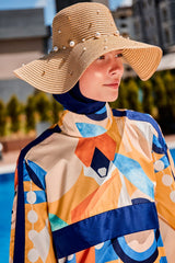 İncili Bej Geniş Hasır Şapka 1423210