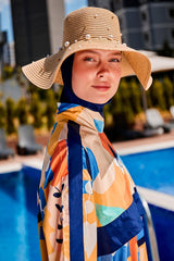 İncili Bej Geniş Hasır Şapka 1423210