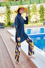 Woven Black Burkini Modest Swimwear M2110