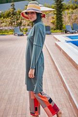 ملابس سباحة محتشمة بوركيني منسوجة باللون الكاكي M2279