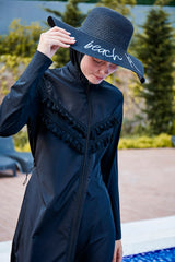 ملابس سباحة محتشمة بوركيني سوداء منسوجة 1998