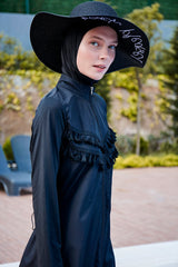 ملابس سباحة محتشمة بوركيني سوداء منسوجة 1998