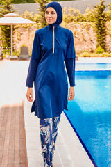 ملابس سباحة محتشمة بوركيني منسوجة باللون الأسود M2260