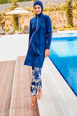 ملابس سباحة محتشمة بوركيني منسوجة باللون الأسود M2260