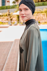 ملابس سباحة محتشمة بوركيني من الليكرا كاكي M2021