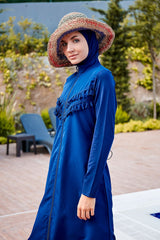 ملابس سباحة محتشمة بوركيني منسوجة باللون الأزرق البحري 1998