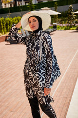 Patterned Full Coverage Modest Swimsuit R2303