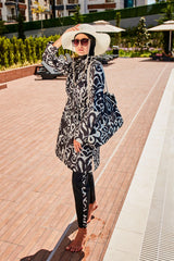 Patterned Full Coverage Modest Swimsuit R2303