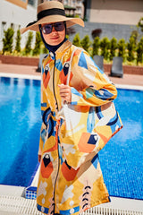 ملابس سباحة محتشمة بوركيني منسوجة باللون الأسود R2313