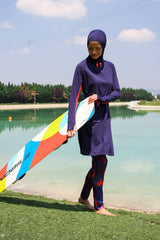 Navy Full Coverage Modest Swimwear Set – 3 Piece Performance Burkini M2231