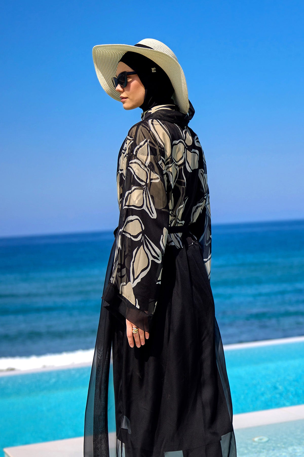 Silky Full Length Modest Kimono Lightweight Elegant Beach Cover P2509