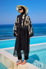 Silky Full Length Modest Kimono Lightweight Elegant Beach Cover P2509