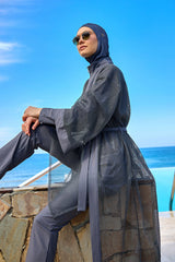 Charcoal Full Length Modest Mesh Kimono – Marina P2501-5