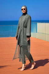 Khaki Full Coverage Mesh Kimono – Marina P2501-3