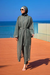 Khaki Full Coverage Mesh Kimono – Marina P2501-3