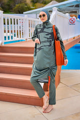Khaki Full Coverage Modest Swimwear Burkini Set M2516