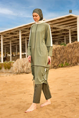Khaki Modest Full Coverage Swimsuit – Islamic Burkini Set | M2521-1