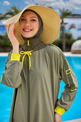 Khaki Full Coverage Swimwear Burkini Set M2524