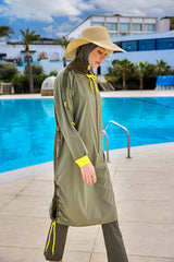 Khaki Full Coverage Swimwear Burkini Set M2524