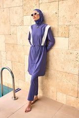 Marina Full Coverage Modest Swimsuit in Indigo - M2526-2