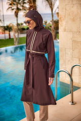 Marina Brown Full Coverage Modest Swimwear Burkini Set M2533