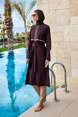 Marina Brown Full Coverage Modest Swimwear Burkini Set M2533