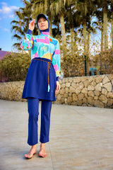 Navy Blue Full Coverage Islamic Swimwear Burkini Set M2511