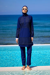 Navy Full Coverage Modest Swimwear Burkini Set M2534-2