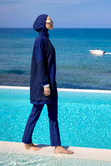 Navy Full Coverage Modest Swimwear Burkini Set M2534-2