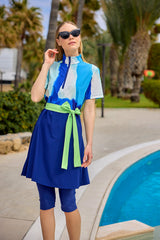 Marina Navy Semi-Covered Modest Swimsuit - H2510