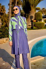 Marina Purple Full-Coverage Modest Swimsuit – M2509