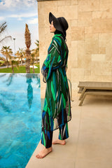 Silky Modest Full Coverage Kimono – Lightweight Elegant Swim Cover P2503-1