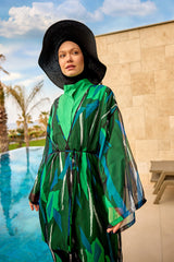 Silky Modest Full Coverage Kimono – Lightweight Elegant Swim Cover P2503-1