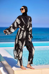 Elegant Silky Modest Kimono – Lightweight Full Coverage Beach Cover P2503-3