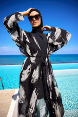 Elegant Silky Modest Kimono – Lightweight Full Coverage Beach Cover P2503-3