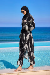 Elegant Silky Modest Kimono – Lightweight Full Coverage Beach Cover P2503-3