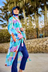 Silky Modest Full Coverage Kimono – Lightweight Elegant Beach Cover P2506