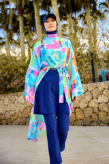 Silky Modest Full Coverage Kimono – Lightweight Elegant Beach Cover P2506