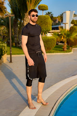 Marina Black Modest Swim Shorts for Men - S2504-1