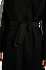 Black Full Coverage Mesh Kimono – Lightweight Islamic Beach Cover-Up P2501-1