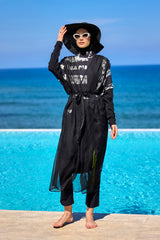 Marina Black Sleeveless Silky Kimono - P2502