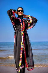 Marina Silk-Touch Colorful Patterned Kimono - P2514